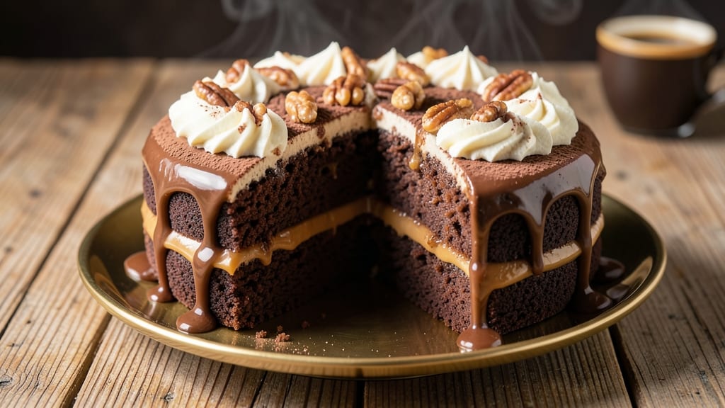 German Chocolate Cafe Latte Cake Recipe: Mocha Swirls and Coffee-Infused Layers