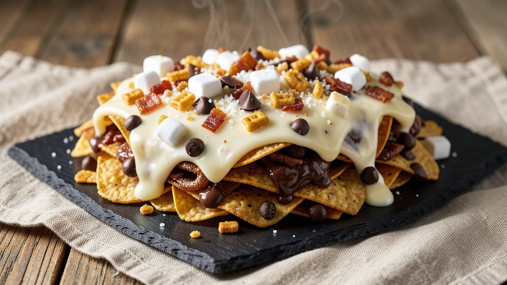 Cheeseburger in Paradise Chocolate Nachos Recipe: Sweet-Salty Crunch With Gooey Chocolate Rivers