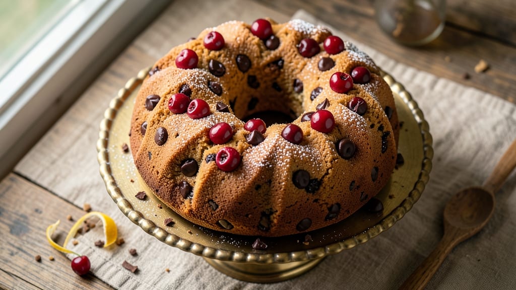 Cherry Chocolate Chip Bundt Cake Recipe: Swirled Vanilla and Dark Chocolate Layers