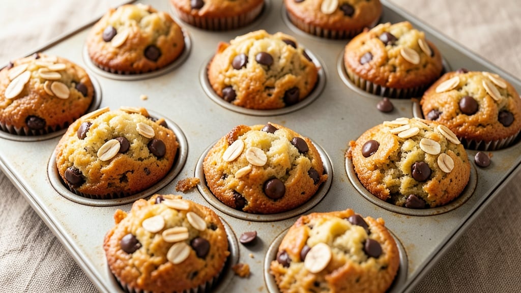 Banana Chocolate Chip Oatmeal Muffins Recipe: Fudgy Swirls and Crunchy Clusters in Every Bite